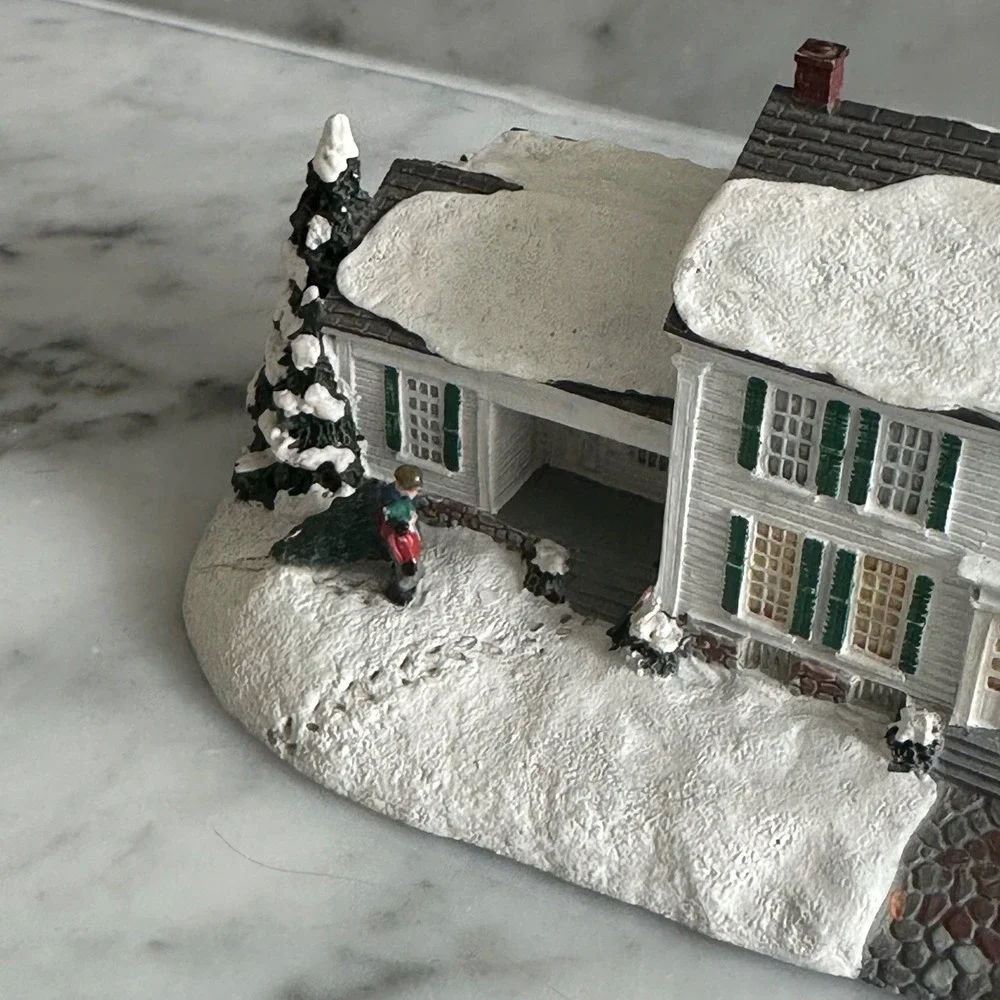 Vintage Hawthorne Norman Rockwell Bringing Home the Tree Christmas House B3358